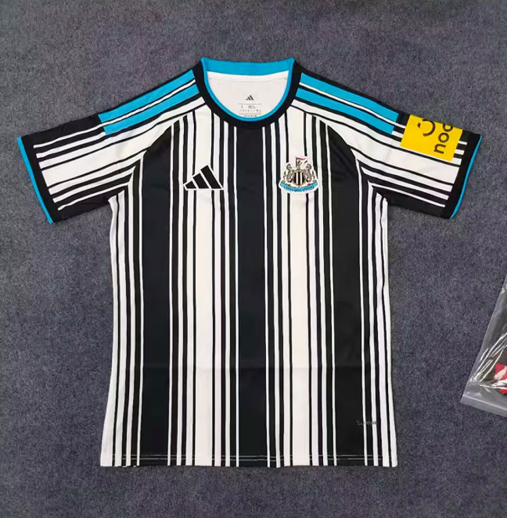 Newcastle 26/27 Black/White Barcode Stripe Home Jersey