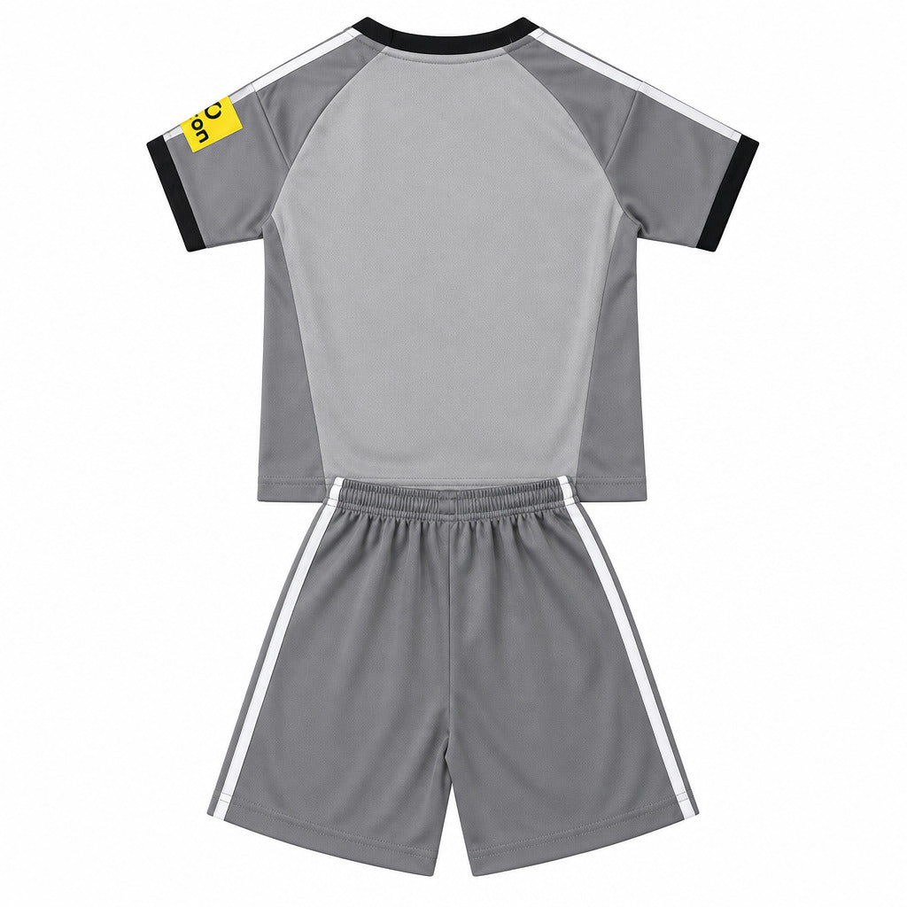 Newcastle 26/27Grey/Black/White Stripes Away Kids Jersey Set