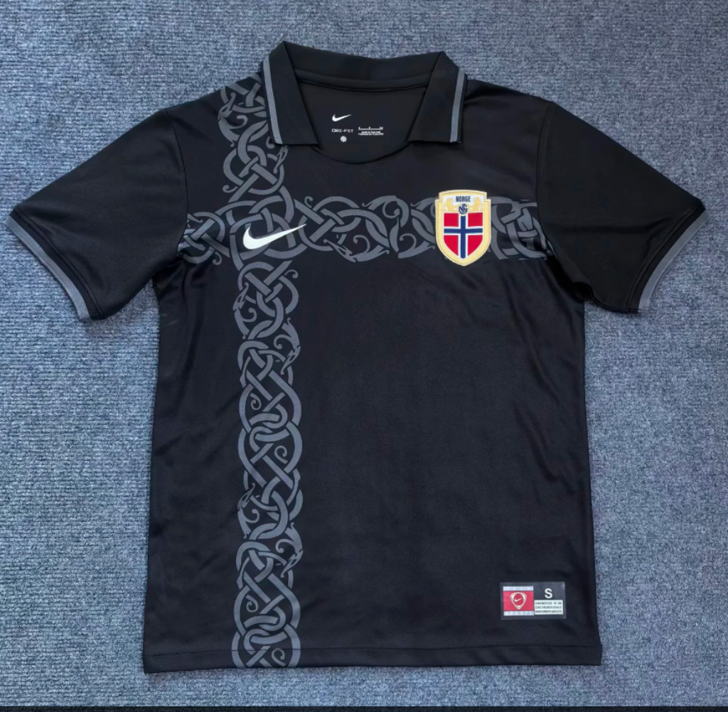 Norway 25/26 Black Grey Norse Pattern Away Jersey