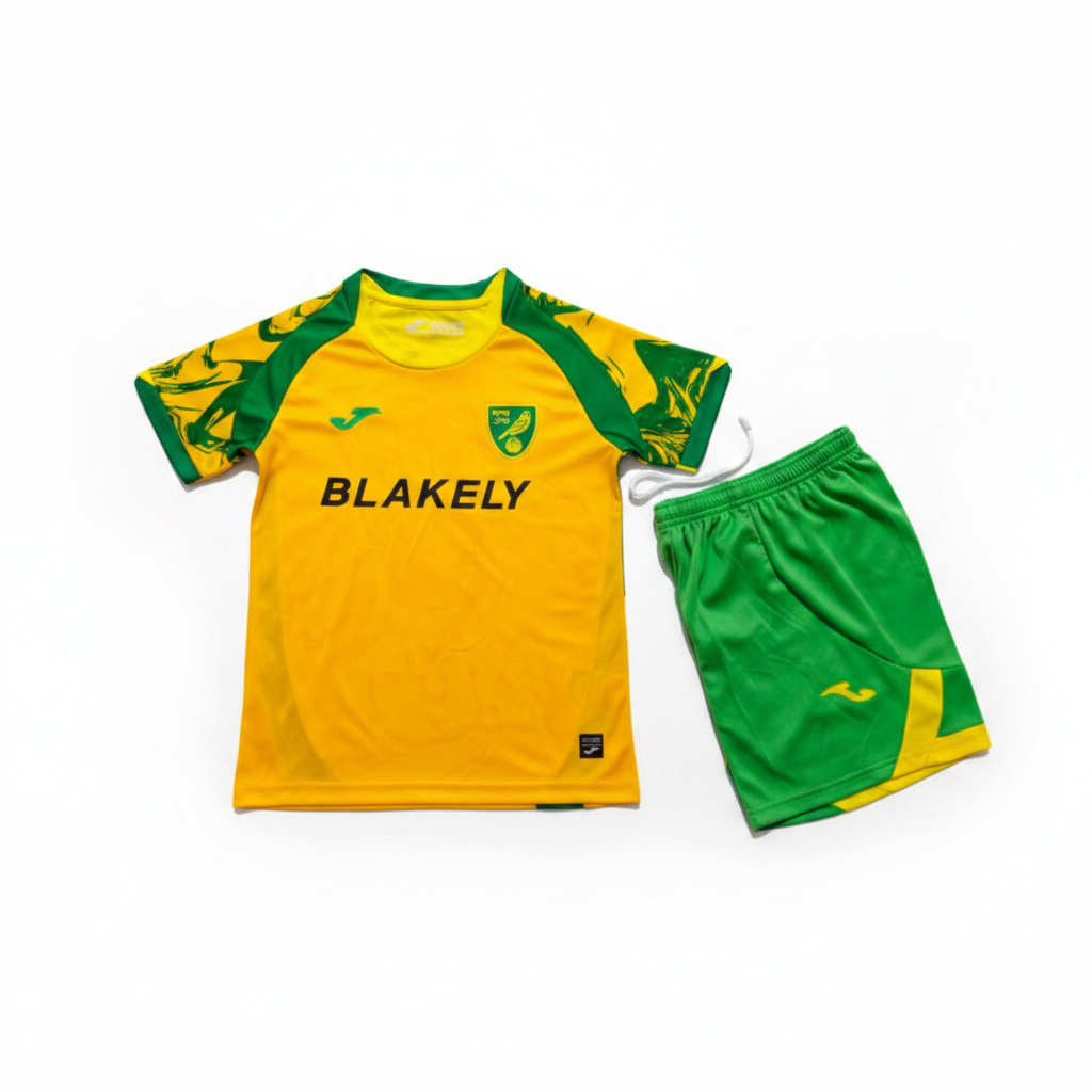 Norwich 26/27 Bright Yellow/Green Home Kids Jersey