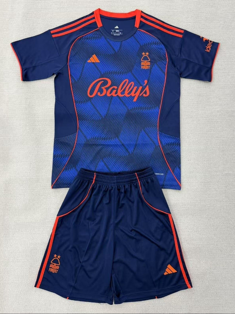 Nottingham Forest 25/26 Blue/Orange Third Kids Jersey Set