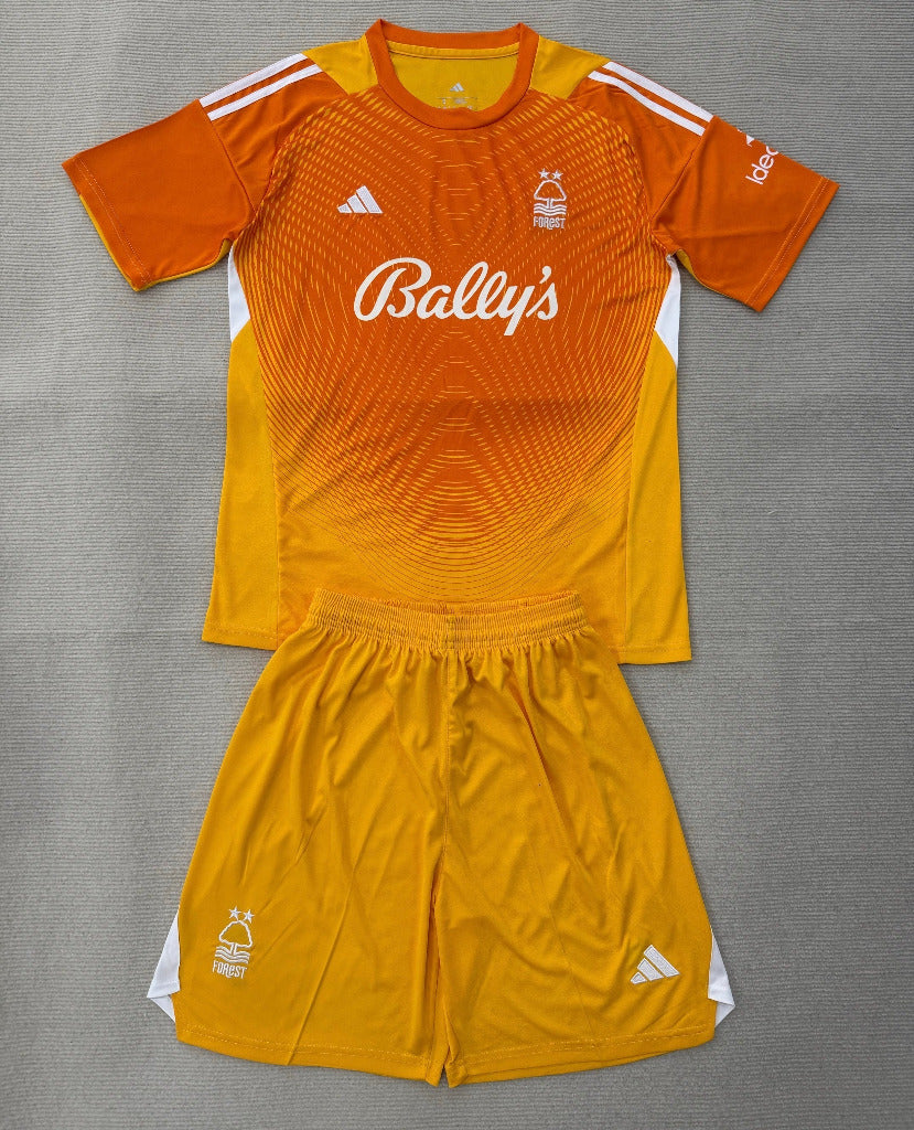 Nottingham Forest 25/26 Orange Goalkeeper Kids Jersey Set