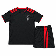 Nottingham Forest 26/27 Black/Red Stripes Away Kids Jersey Set