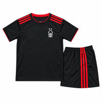 Nottingham Forest 26/27 Black/Red Stripes Away Kids Jersey Set