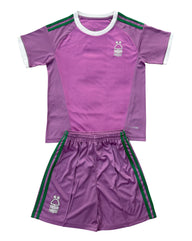 Nottingham Forest 26/27 Pink/Green Shoulder Stripes Goalkeeper Kids Jersey Set