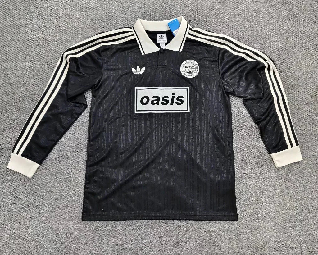 Oasis 25/26 Black/White 3 Stripes Long Sleeve Jersey