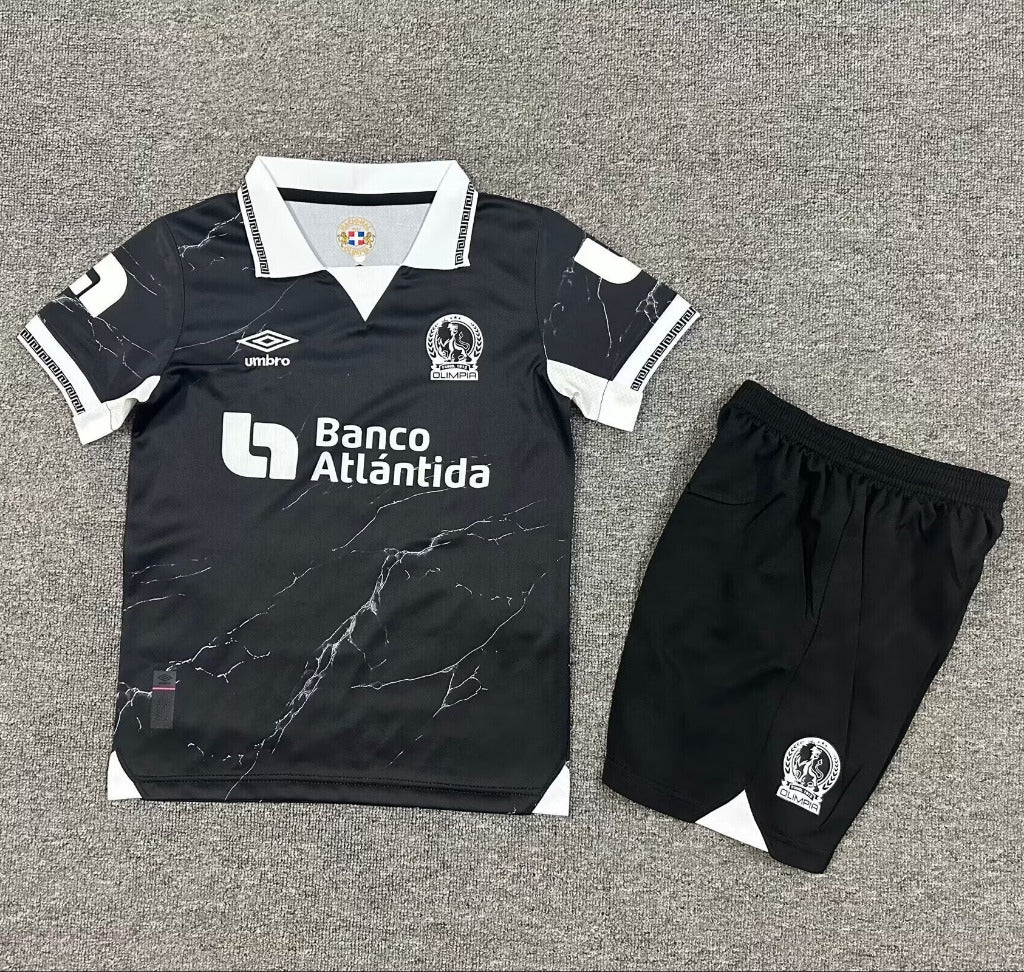 Olimpia (Honduras) 25/26 Black/White Third Kids Jersey Set