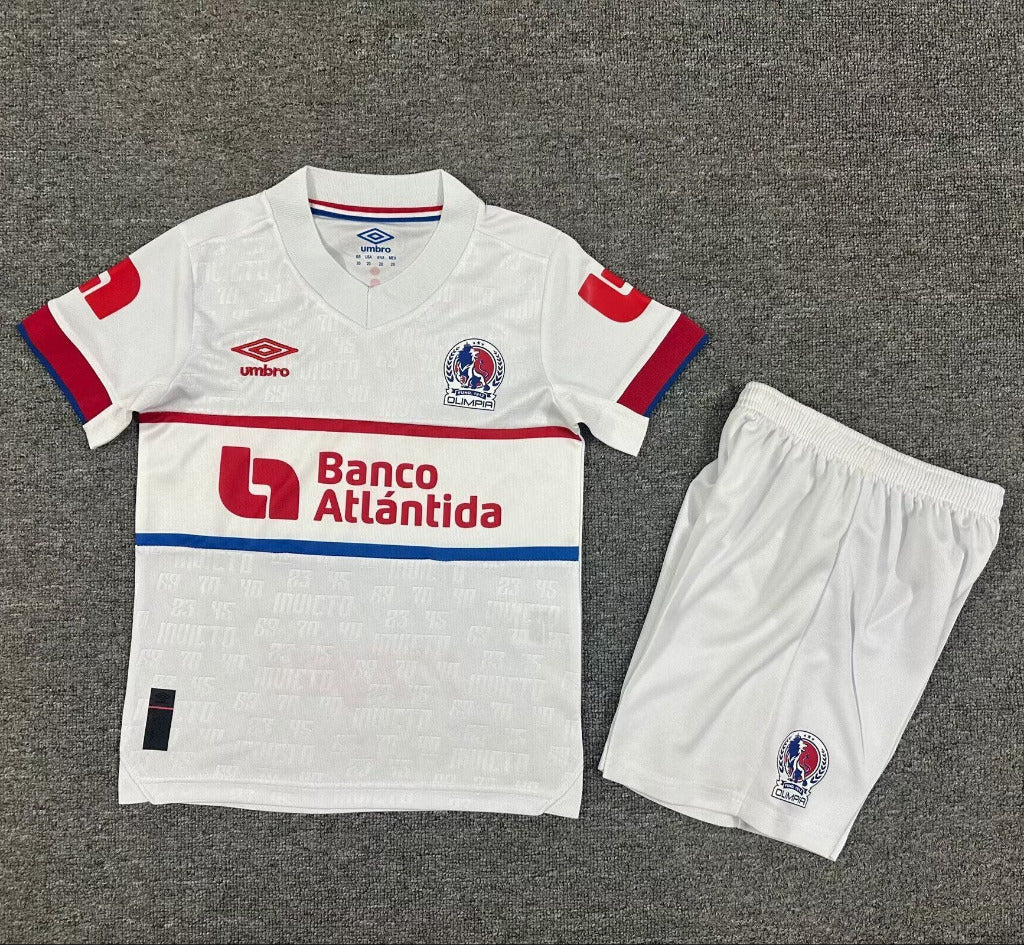 Olimpia (Honduras) 25/26 White/Red Home Kids Jersey Set
