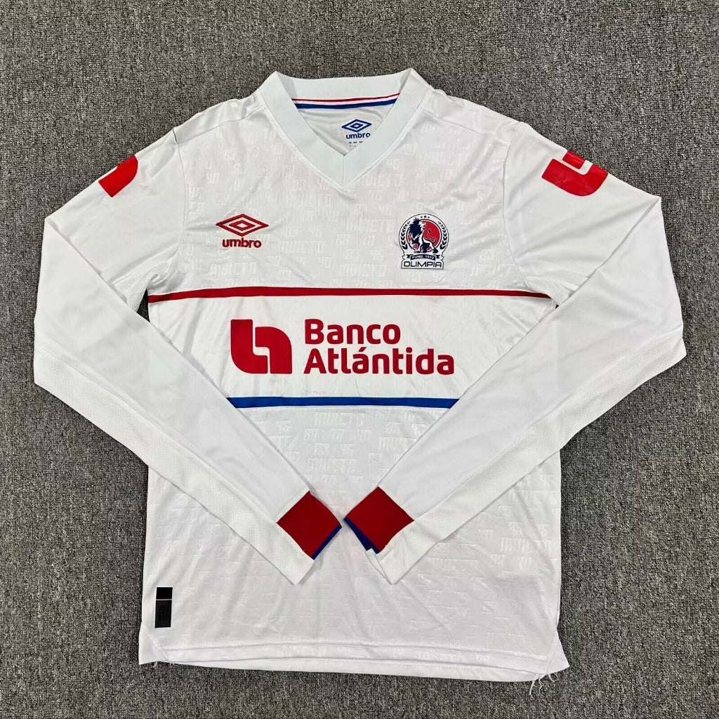 Olimpia (Honduras) 25/26 White/Red Long Sleeve Home Jersey