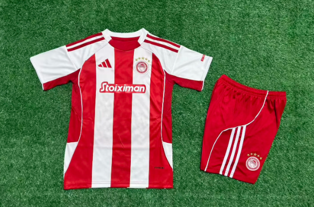 Olympiacos 25/26 Red/White Home Kids Jersey Set
