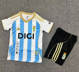 Oviedo 25/26 Blue/White Stripe Away Kids Jersey Set