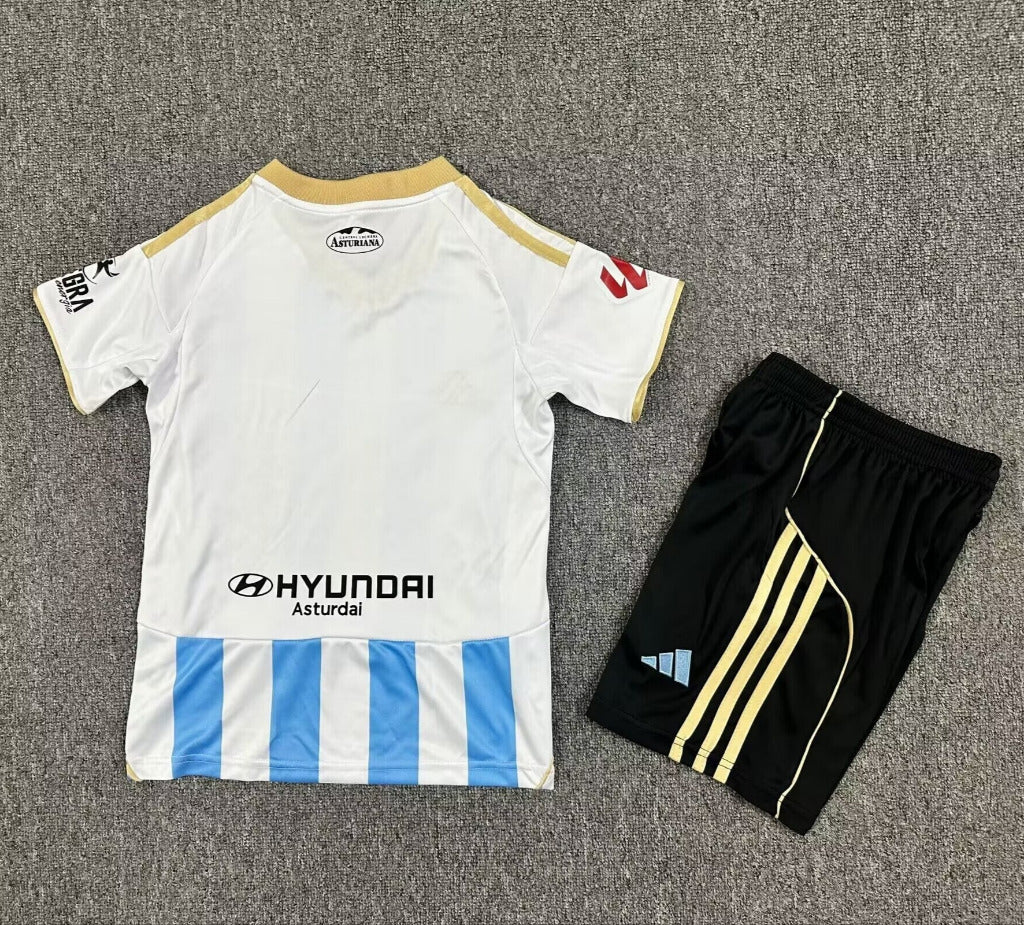 Oviedo 25/26 Blue/White Stripe Away Kids Jersey Set