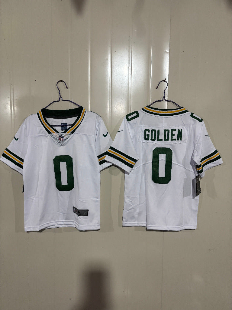 Packer 25/26 Golden #0 White Kids NFL Jersey