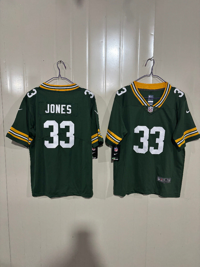 Packer 25/26 Jones #33 Green/White Kids NFL Jersey