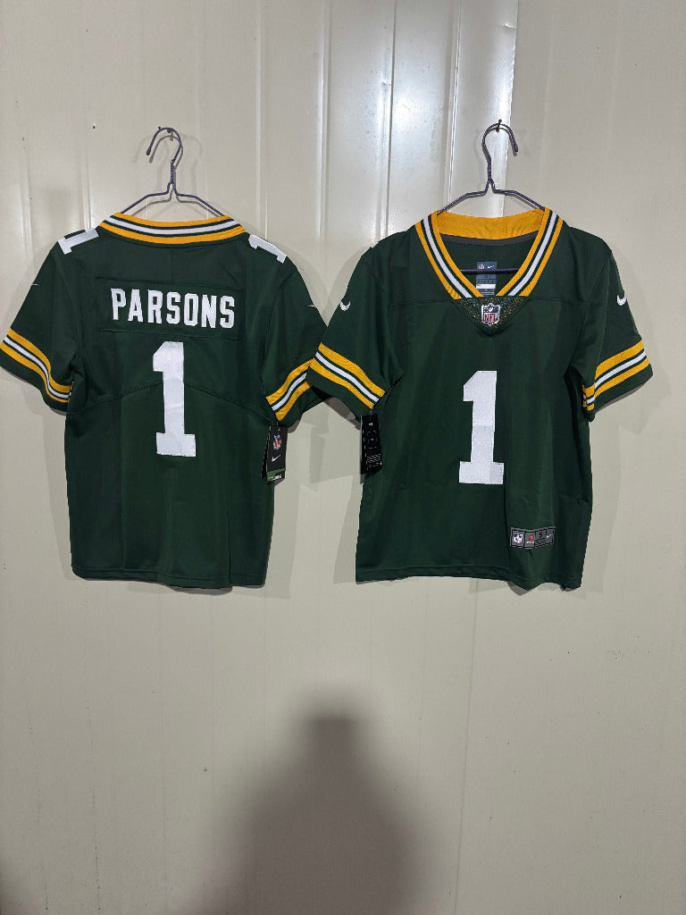 Packer 25/26 Parsons #1 Green/White Kids NFL Jersey