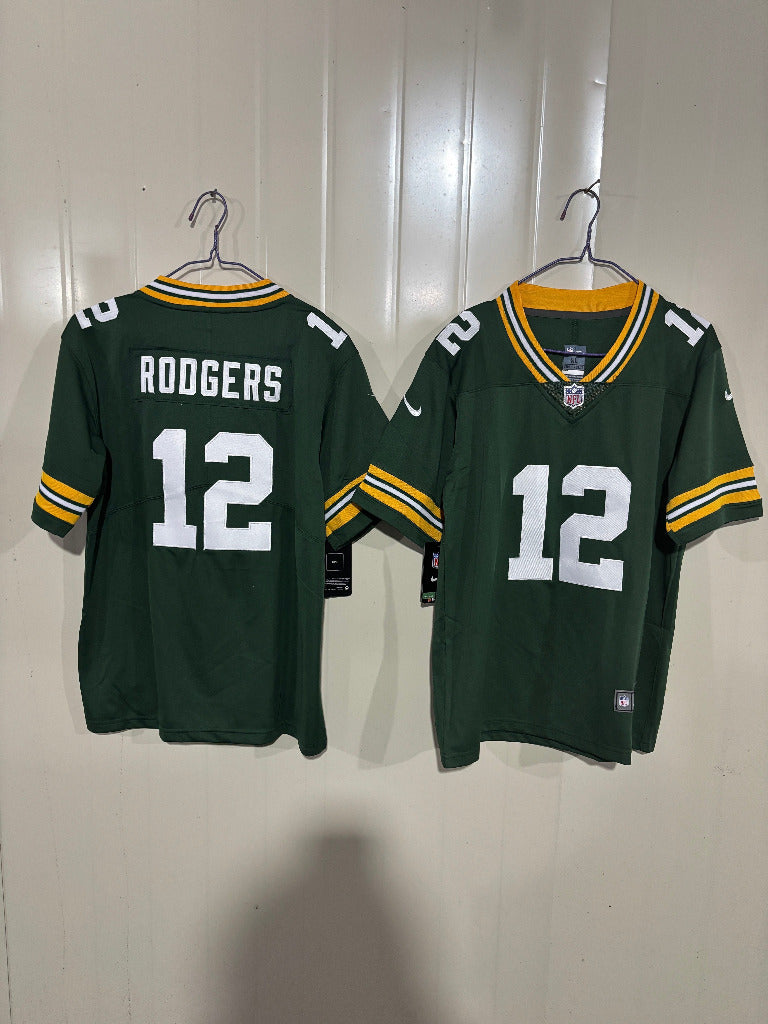 Packer 25/26 Rodgers #12 Green/White Kids NFL Jersey