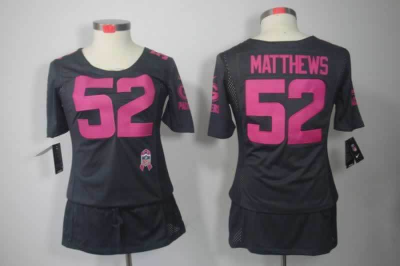 Packers 2021/22 Matthews #52 Black/Pink Women NFL Jersey