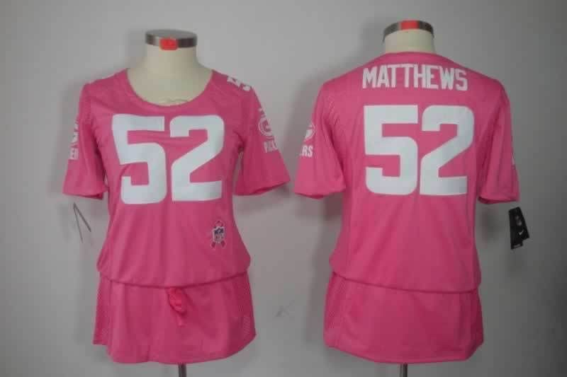 Packers 2021/22 Matthews #52 Pink/White Women NFL Jersey