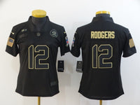 Packers 2021/22 Rodgers #12 Black/Gold Women NFL Jersey