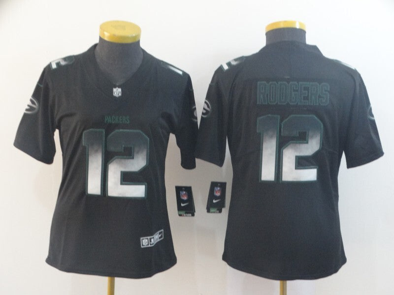 Packers 2021/22 Rodgers #12 Black Women NFL Jersey