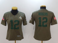 Packers 2021/22 Rodgers #12 Khaki/Green Women NFL Jersey