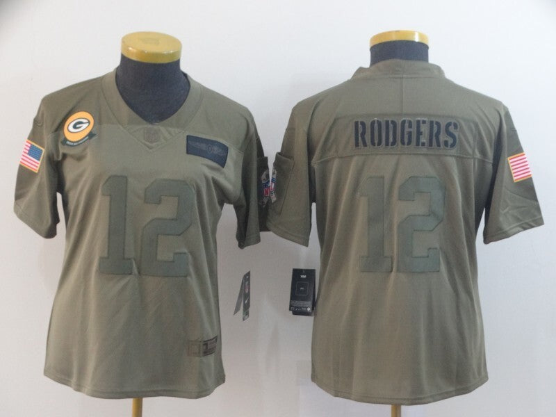 Packers 2021/22 Rodgers #12 Khaki Women NFL Jersey