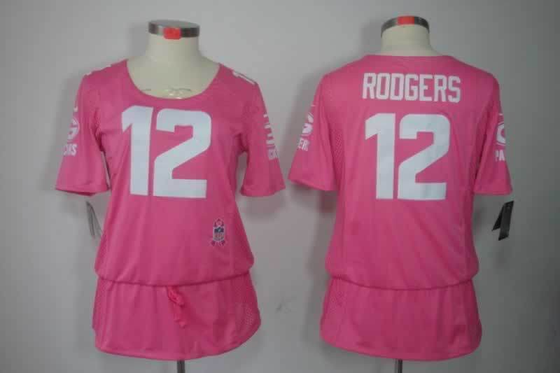 Packers 2021/22 Rodgers #12 Pink/White Women NFL Jersey