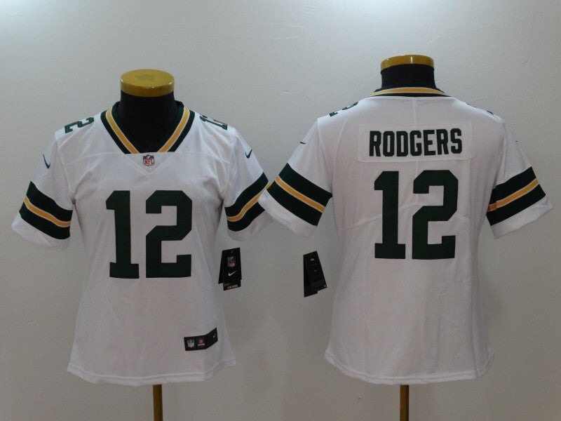 Packers 2021/22 Rodgers #12 White/Black Women NFL Jersey