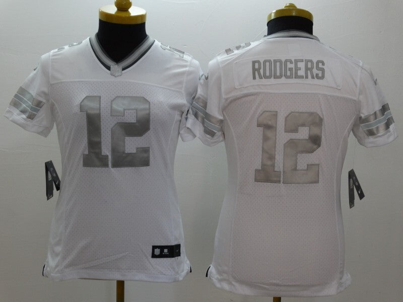 Packers 2021/22 Rodgers #12 White/Gray Women NFL Jersey