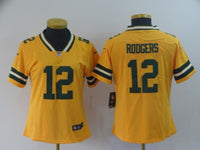 Packers 2021/22 Rodgers #12 Yellow/Green Women NFL Jersey