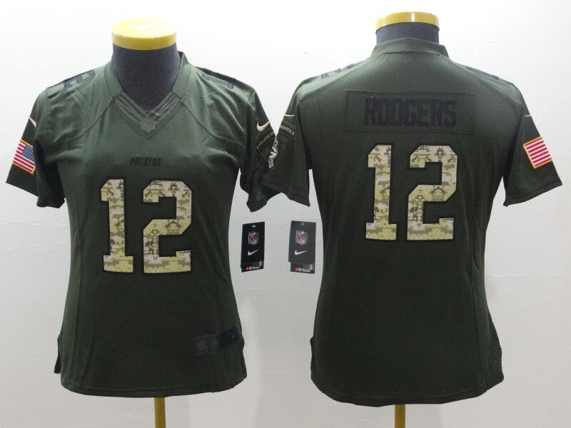 Packers 2022/23 Rodgers #12 Green/Camo Print Women NFL Jersey