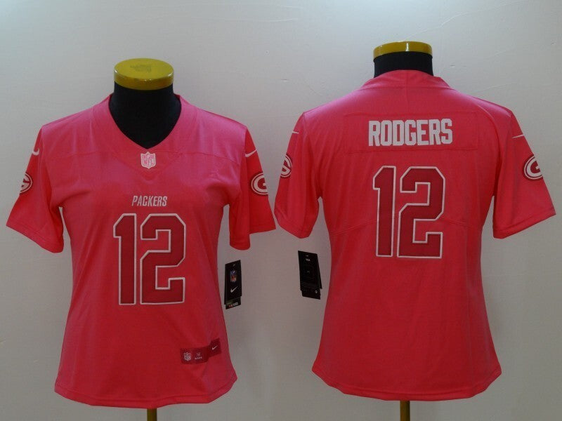 Packers 2022/23 Rodgers #12 Pink Women NFL Jersey