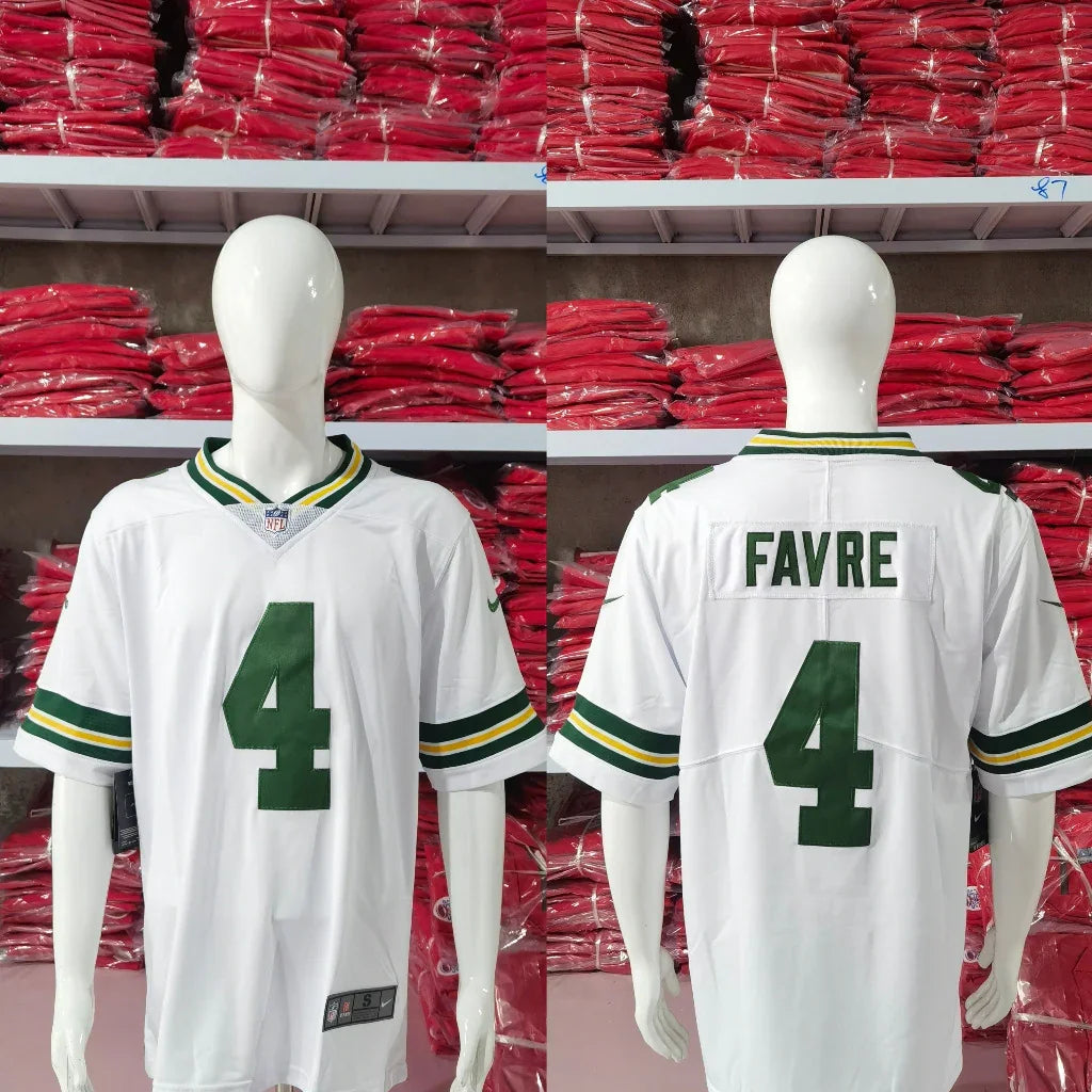 Packers 25/26 Favre #4 White/Green NFL Game Jersey