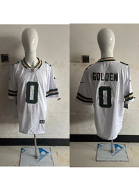 Packers 25/26 Golden #0 White/Green NFL Game Jersey