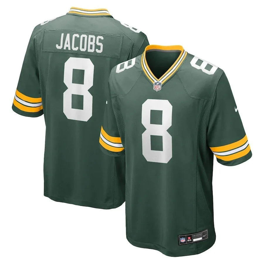 Packers 25/26 Jacobs #8 Green/White NFL Game Jersey