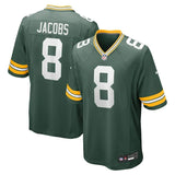 Packers 25/26 Jacobs #8 Green/White NFL Game Jersey