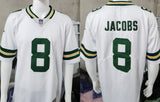 Packers 25/26 Jacobs #8 White/Green NFL Game Jersey
