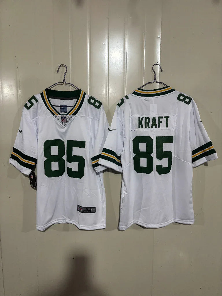 Packers 25/26 Kraft #85 White/Green NFL Game Jersey