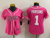 Packers 25/26 Parsons #1 Pink/White Women Baseball Style Jersey