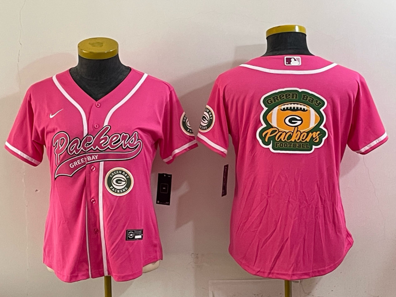 Packers 25/26 Parsons Green Bay Pink Women Baseball Style Jersey