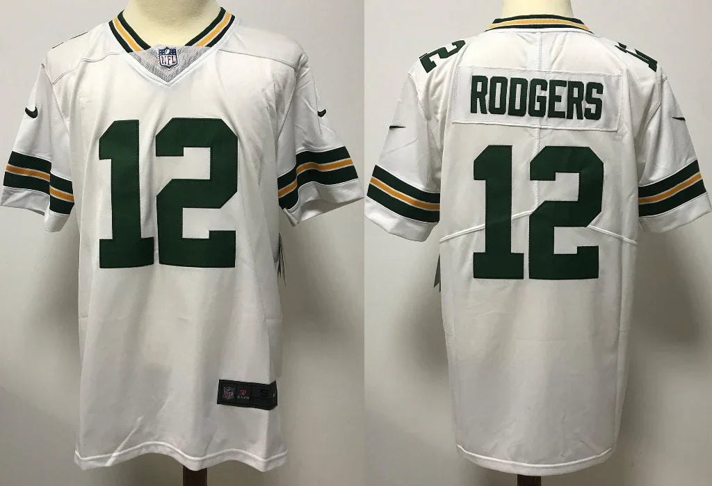 Packers 25/26 Rodgers #12 White/Green NFL Game Jersey