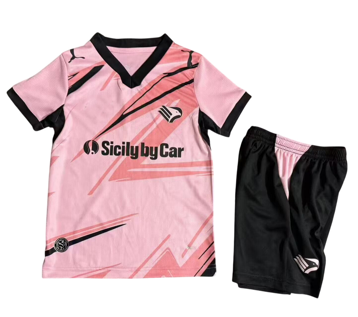 Palermo 26/27 Light Pink/Black Home Kids Jersey Set