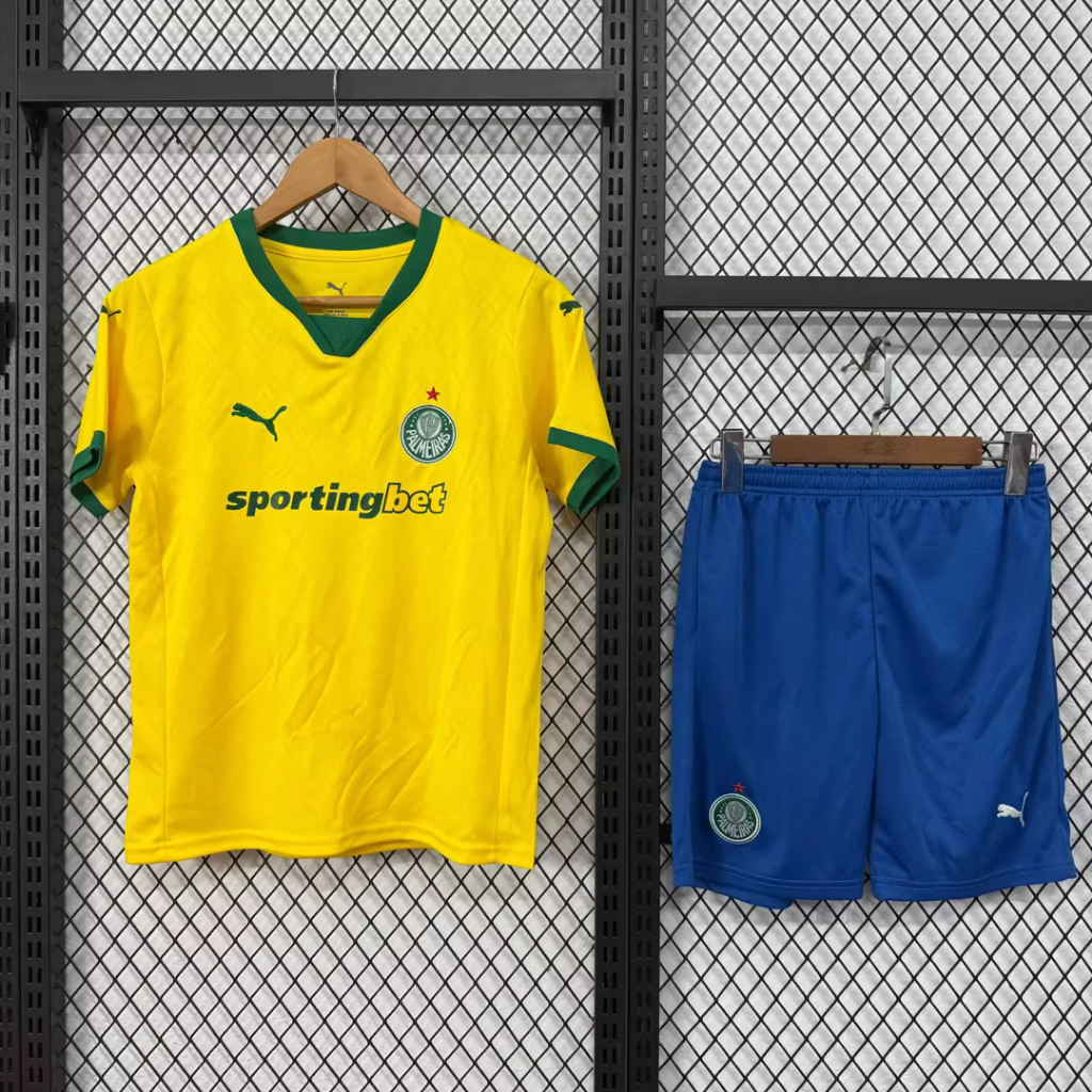 Palmeiras 25/26 Yellow/Green Third Away Kids Jersey Set
