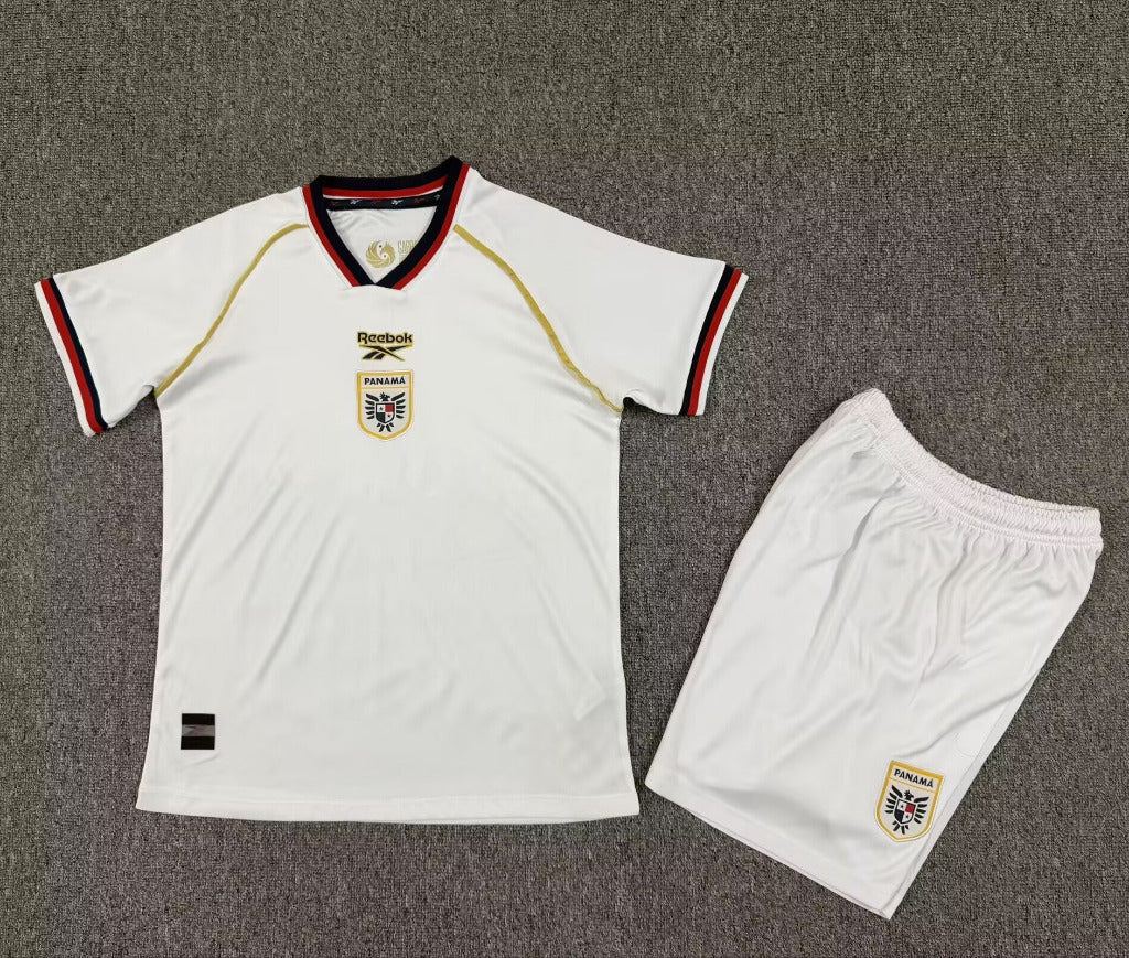 Panama 2026 White/Navy/Red Trim Away Kids Jersey Set