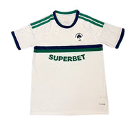 Panathinaikos 26/27 White/Green and Navy Horizontal Chest Stripes Away Jersey
