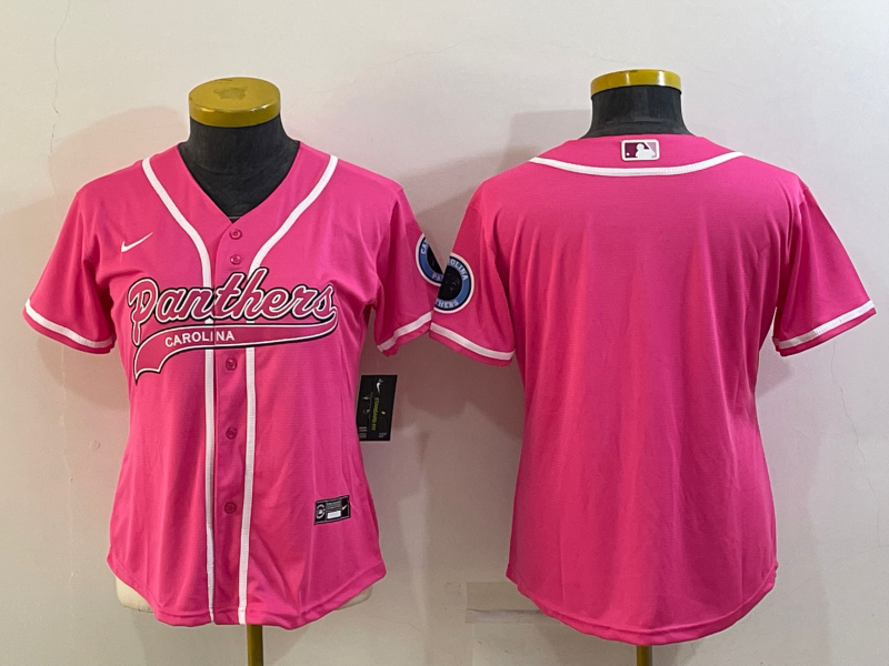 Panthers 2021/22 Pink Classics Women NFL Baseball Style Jersey