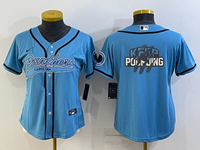 Panthers 2021/22 Raw Blue Classics Women NFL Baseball Style Jersey