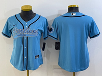 Panthers 2021/22 Raw Blue Classics Women NFL Baseball Style Jersey