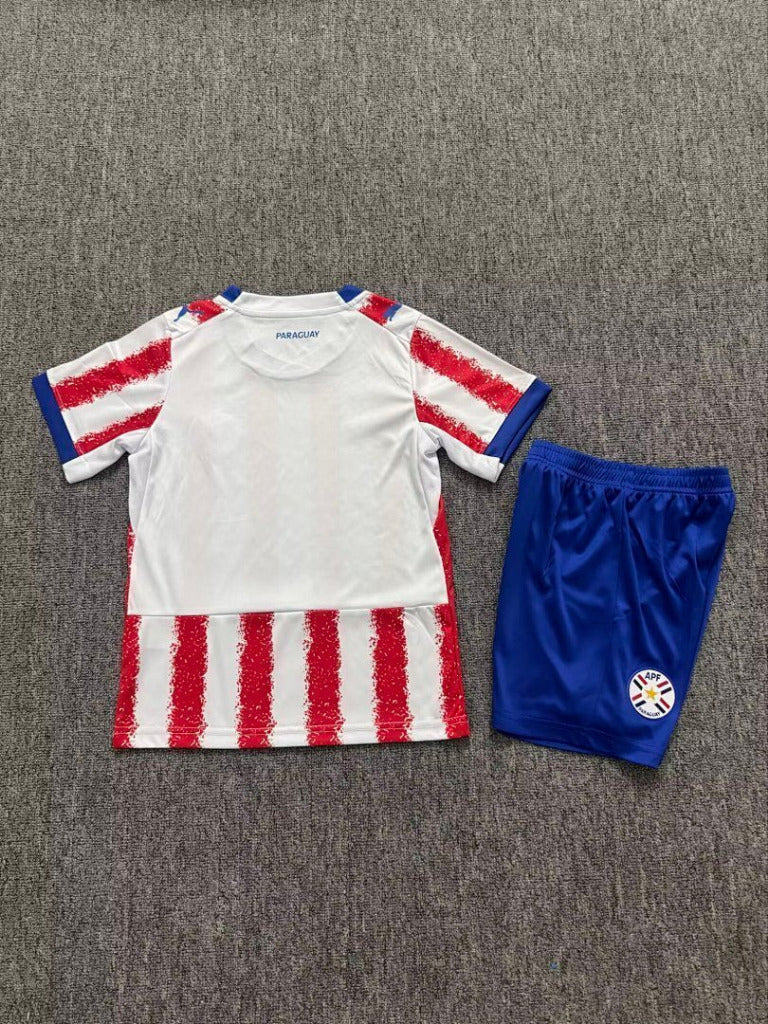 Paraguay 2026 Red/White Stripes Home Kids Jersey Set