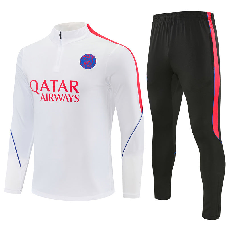 Paris 26/27 White with Orange-Red Training Tracksuit Set
